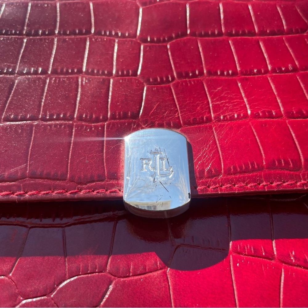 RALPH LAUREN Women’s Red Crocodile Pattern Shoulder Bag Vintage - Picture 5 of 16